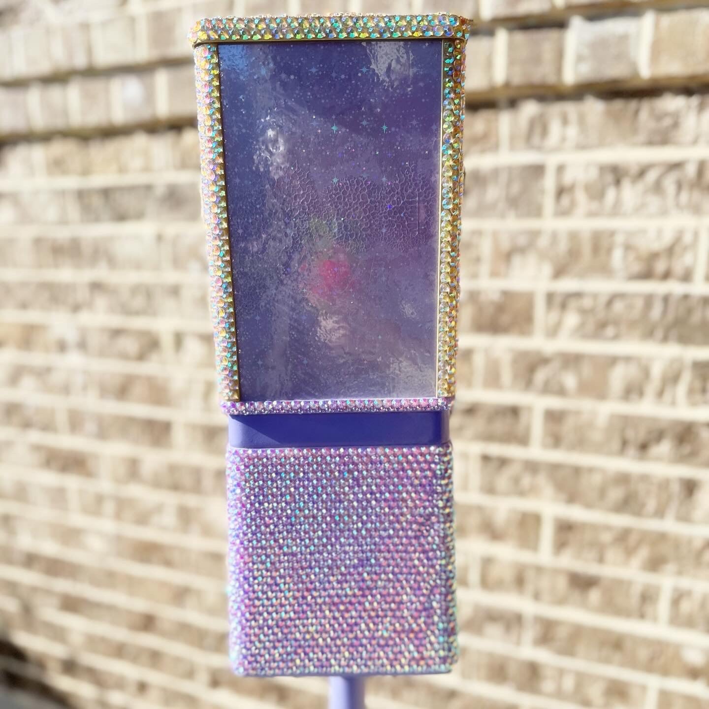 Refurbished Rhinestone Lavender Gumball Machine and Stand