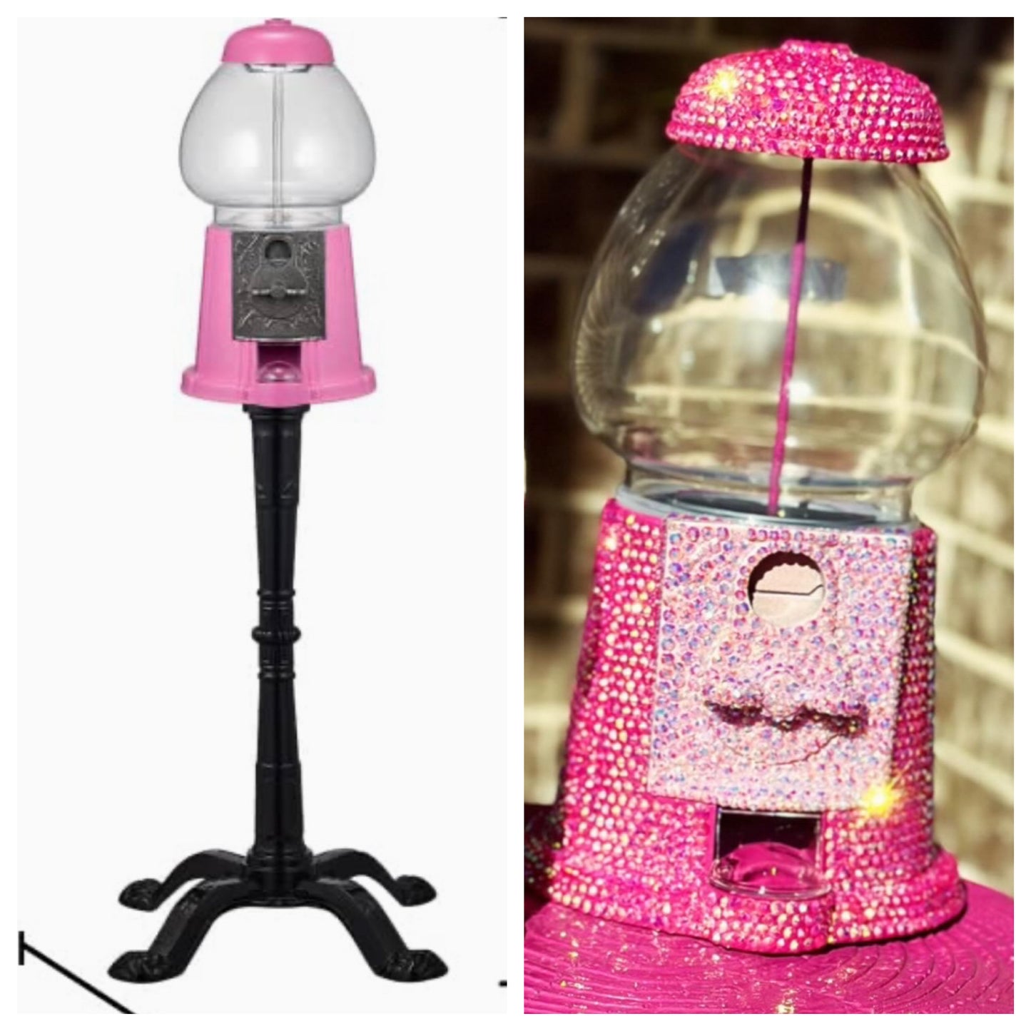 15” Custom Rhinestone Gumball Machine (full size without stand)
