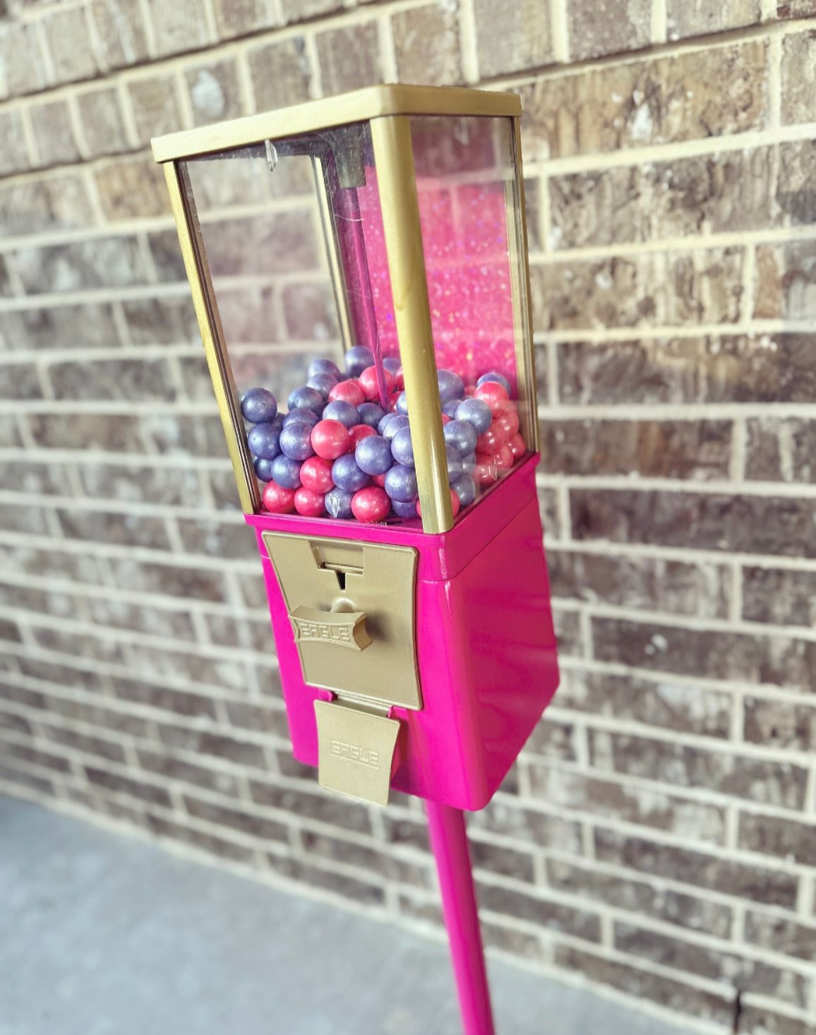 Refurbished Pink Gumball Machine on Stand