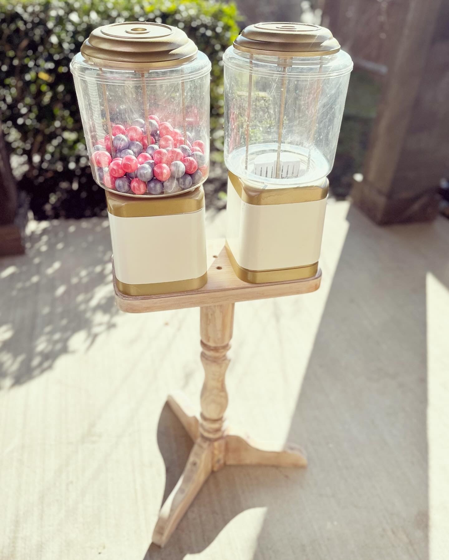 Refurbished Double Gumball Machine with Wood Stand