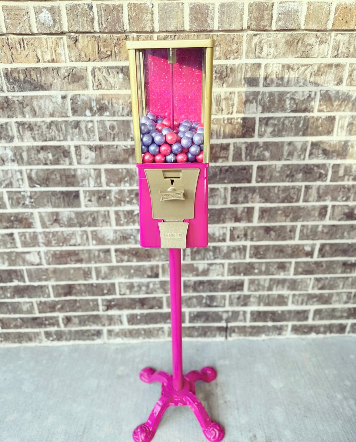 Refurbished Pink Gumball Machine on Stand