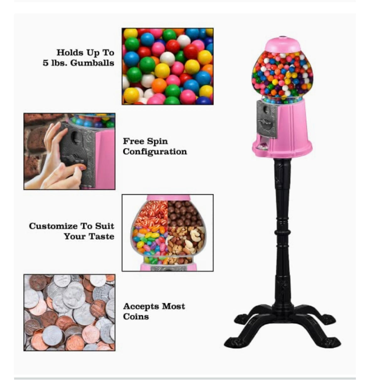 Custom Brand New Rhinestone Gumball Machine on Stand