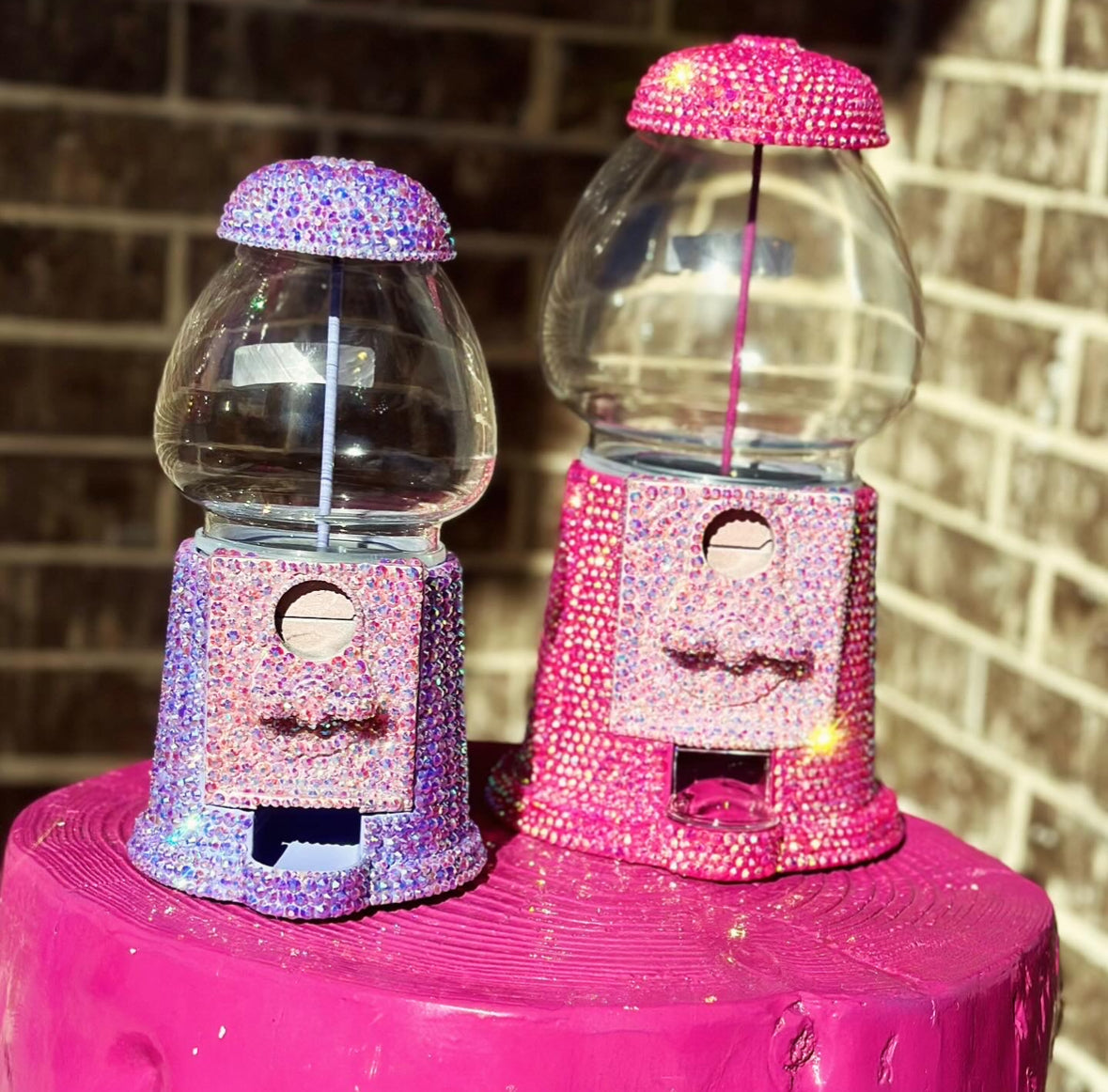 Custom Brand New Rhinestone Gumball Machine on Stand