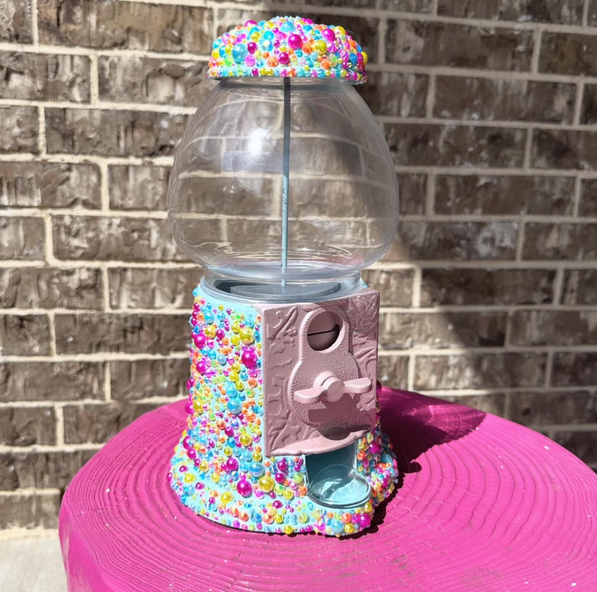 Custom Brand New Rhinestone Gumball Machine on Stand