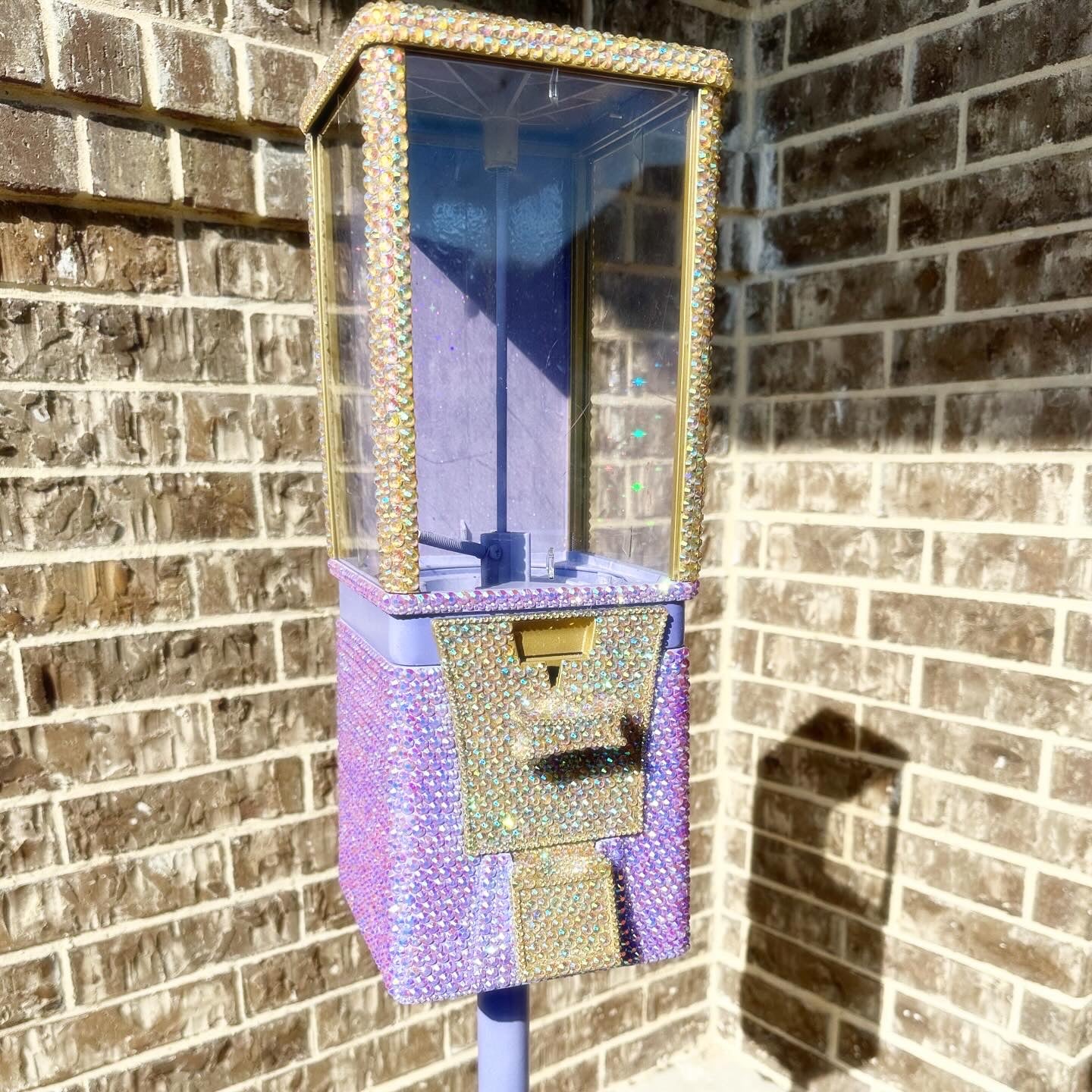 Refurbished Rhinestone Lavender Gumball Machine and Stand