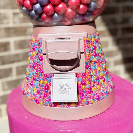 Refurbished Gumball Machine with Multicolored Gems and Pearls